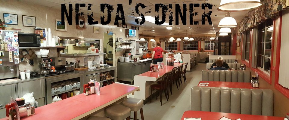 Bright counter service inside a cozy diner.