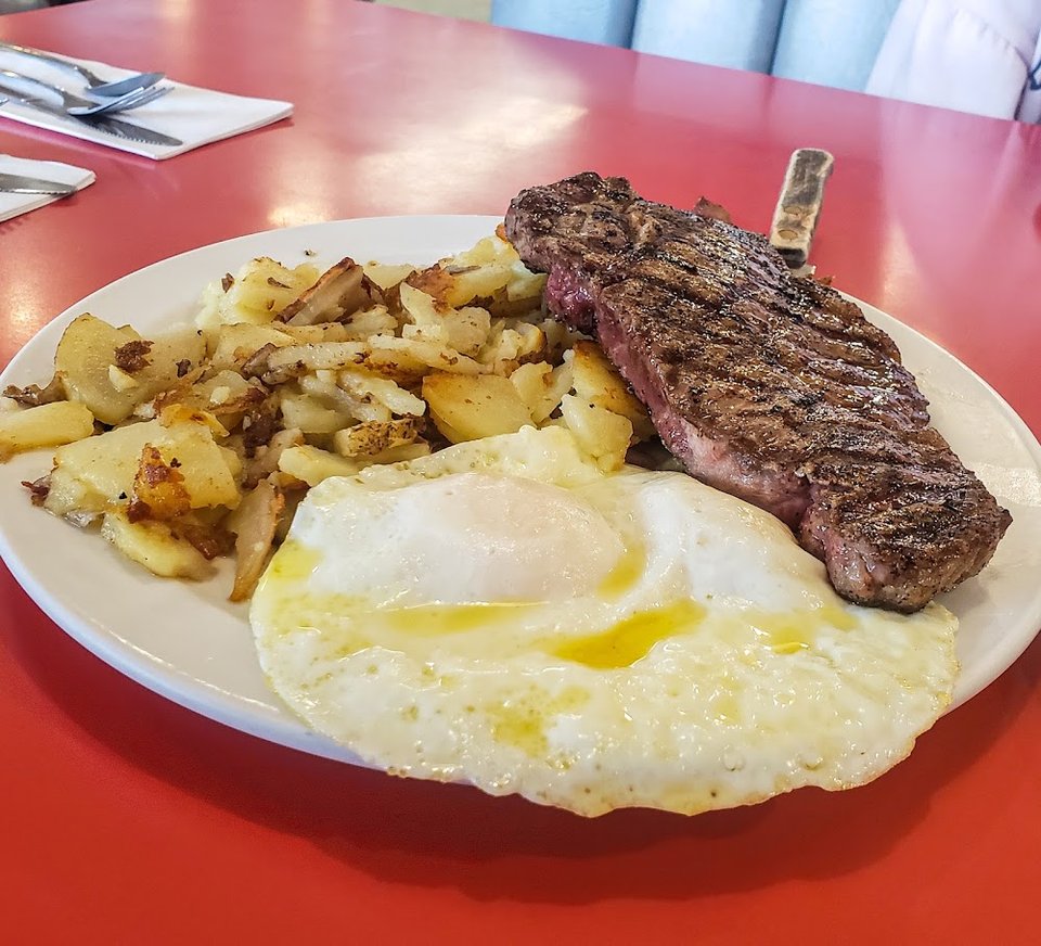 8oz N Y Steak and Eggs